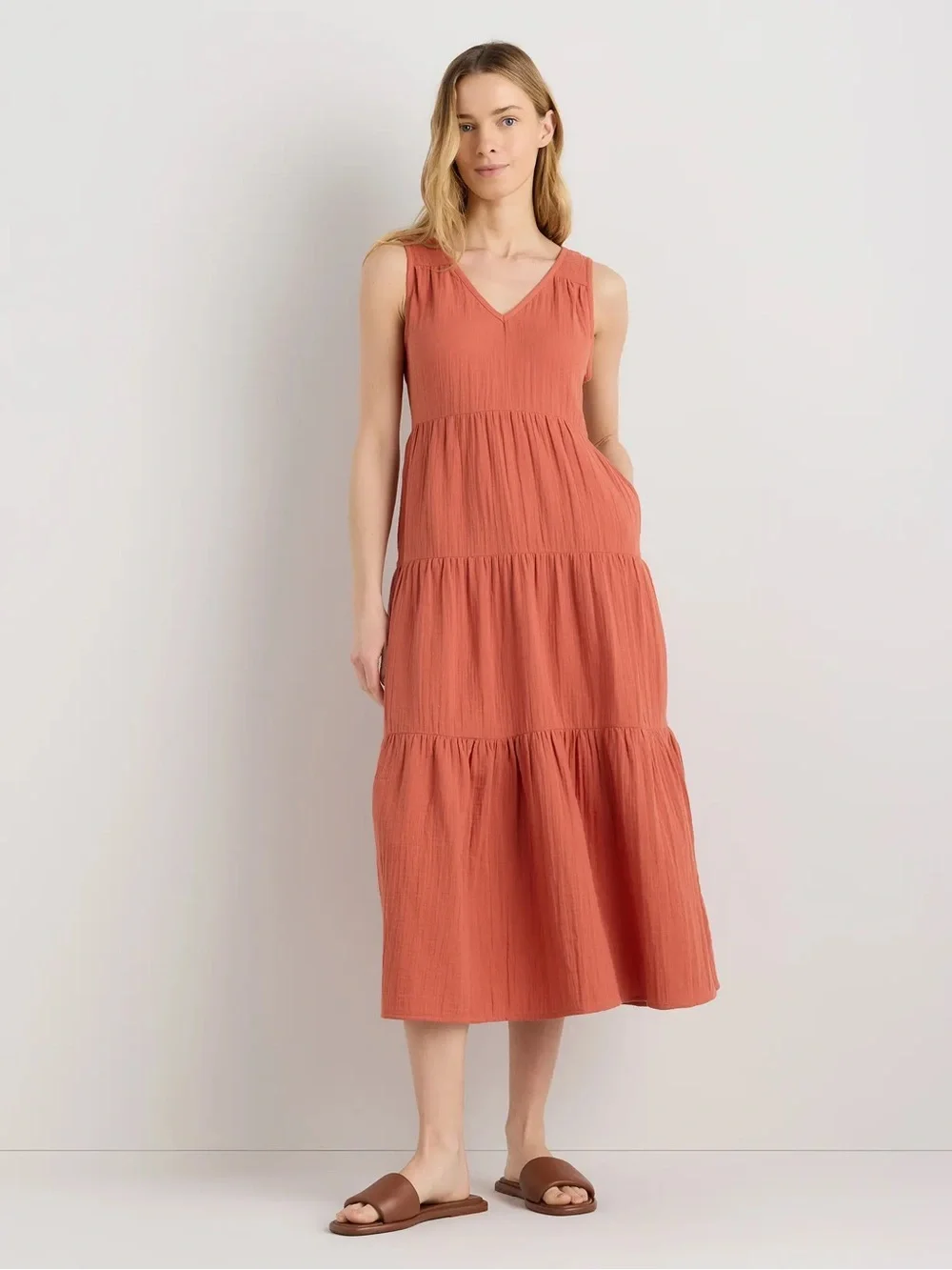 Tiered V-Neck Gauzey Maxi Dress - Picture 3 of 3
